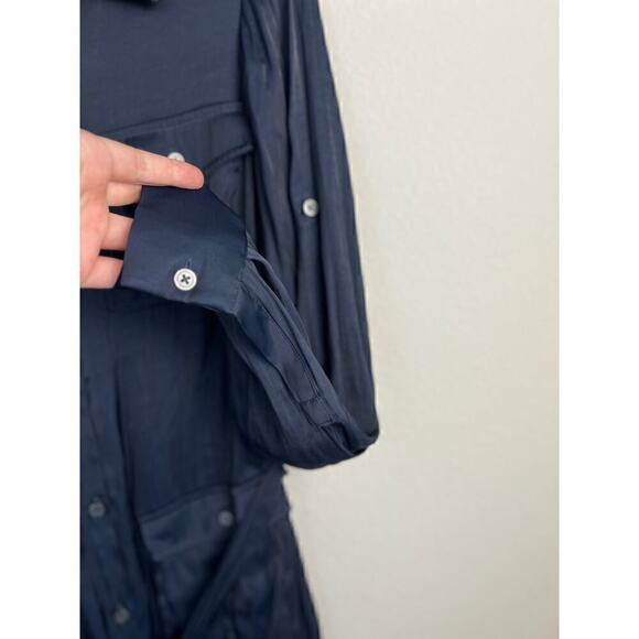 Madewell Women's Button-Front Utility Shirtdress in Satin Deep Indigo Size Small - Picture 8 of 16